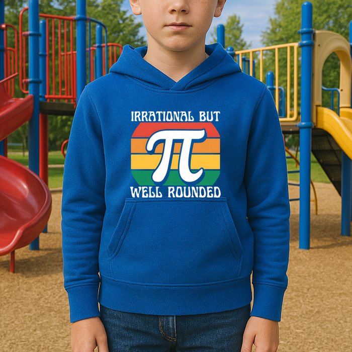 Irrational But Well Rounded Retro Pi Day Funny Math Equation Gift Kids Hoodie