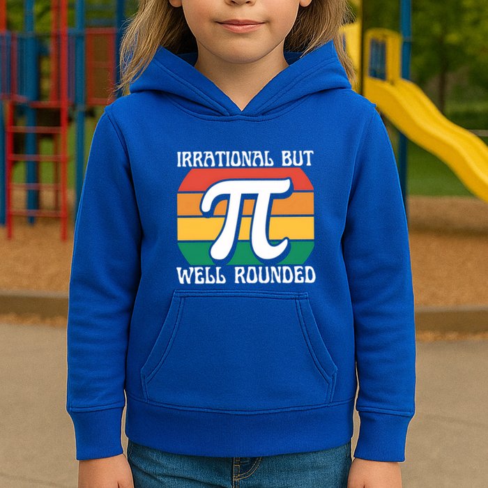 Irrational But Well Rounded Retro Pi Day Funny Math Equation Gift Kids Hoodie