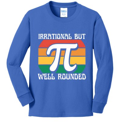 Irrational But Well Rounded Retro Pi Day Funny Math Equation Gift Kids Long Sleeve Shirt