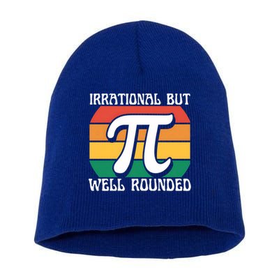 Irrational But Well Rounded Retro Pi Day Funny Math Equation Gift Short Acrylic Beanie