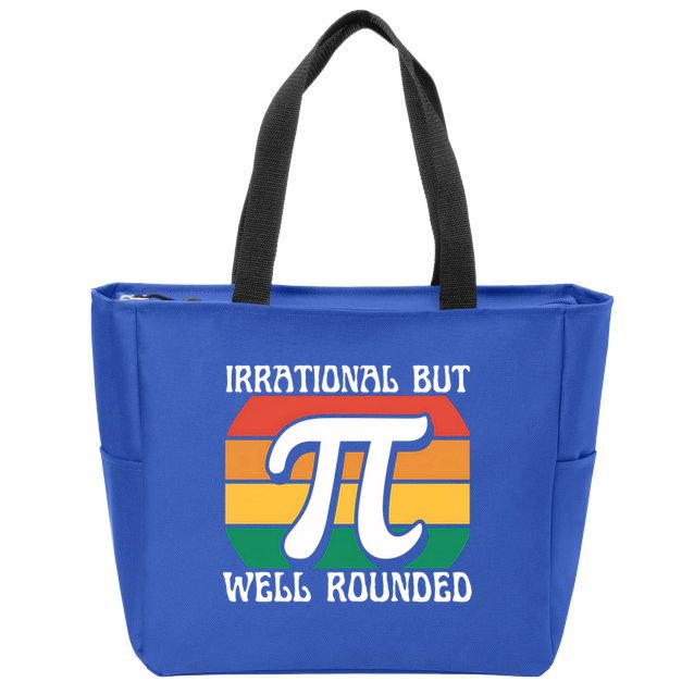 Irrational But Well Rounded Retro Pi Day Funny Math Equation Gift Zip Tote Bag
