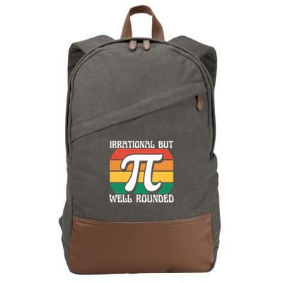 Irrational But Well Rounded Retro Pi Day Funny Math Equation Gift Cotton Canvas Backpack