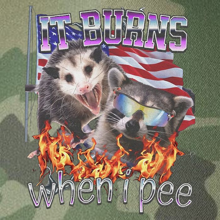 It Burns When I Pee Possum Raccoon Funny Legacy Tie Dye Trucker Hat