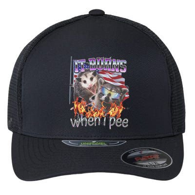 It Burns When I Pee Possum Raccoon Funny Flexfit Unipanel Trucker Cap