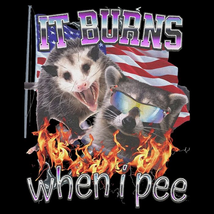 It Burns When I Pee Possum Raccoon Funny Drawstring Bag