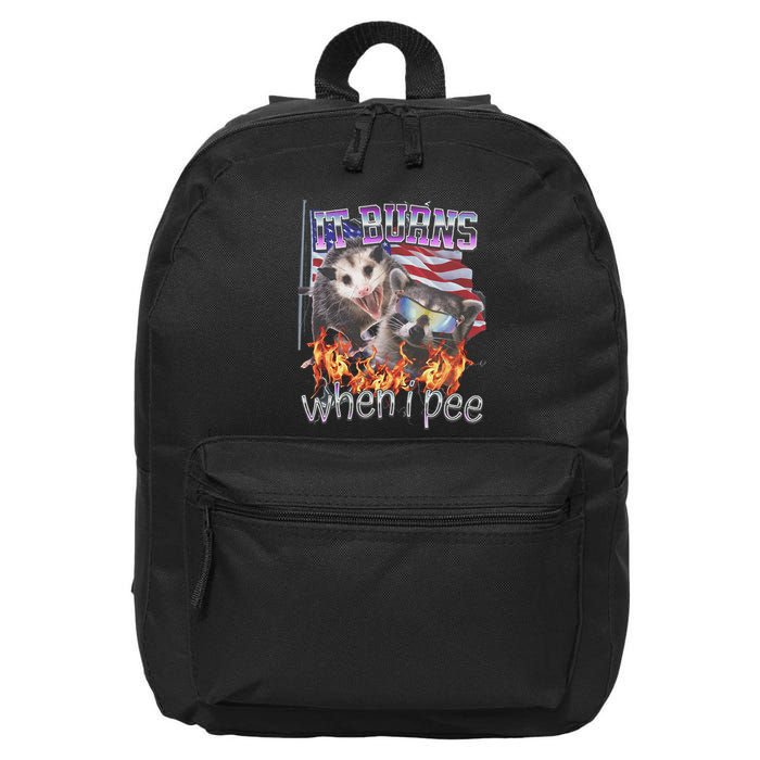 It Burns When I Pee Possum Raccoon Funny 16 in Basic Backpack