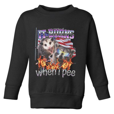 It Burns When I Pee Possum Raccoon Funny Toddler Sweatshirt
