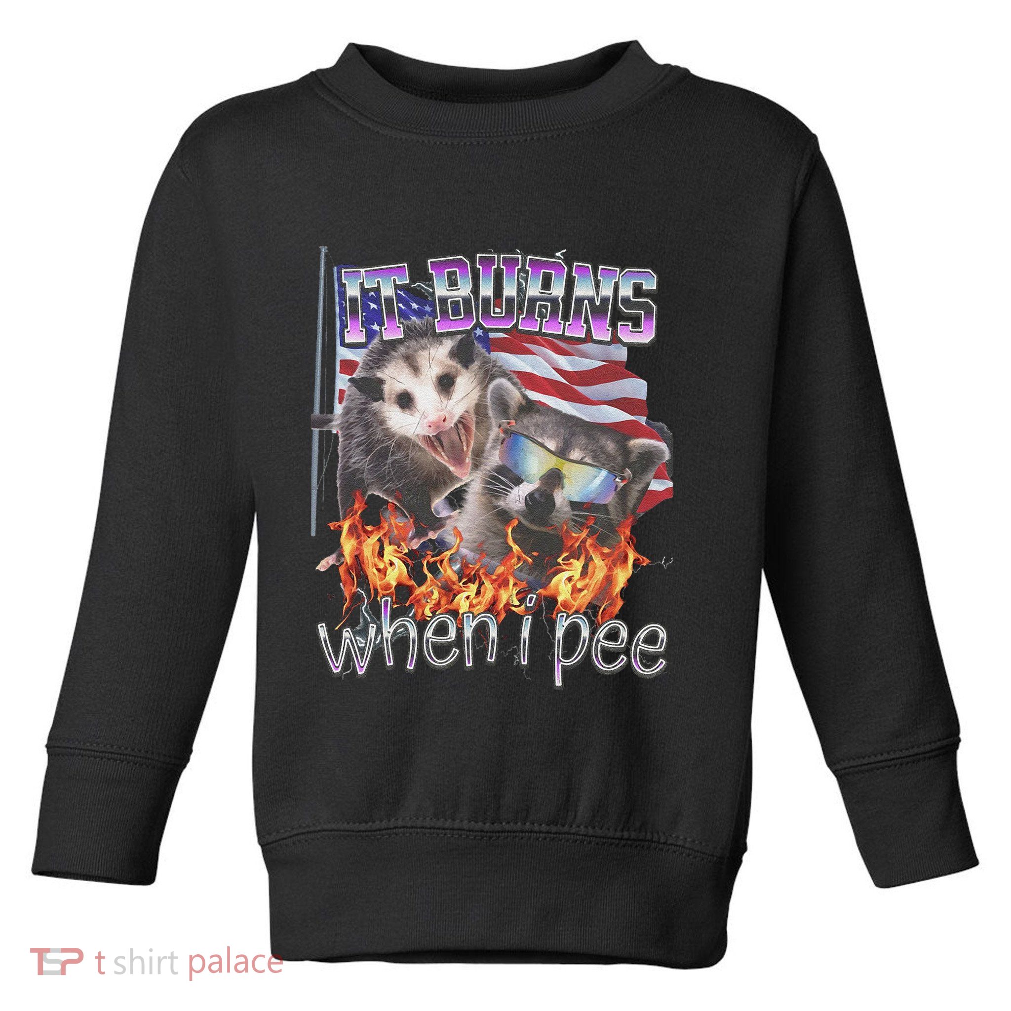 It Burns When I Pee Possum Raccoon Funny Toddler Sweatshirt
