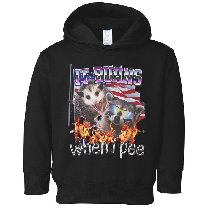 It Burns When I Pee Possum Raccoon Funny Toddler Hoodie