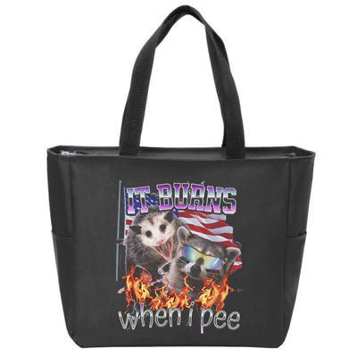 It Burns When I Pee Possum Raccoon Funny Zip Tote Bag
