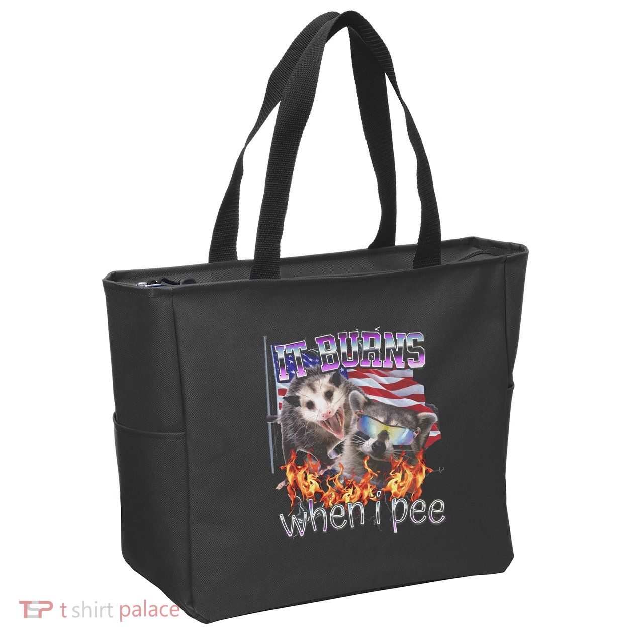 It Burns When I Pee Possum Raccoon Funny Zip Tote Bag