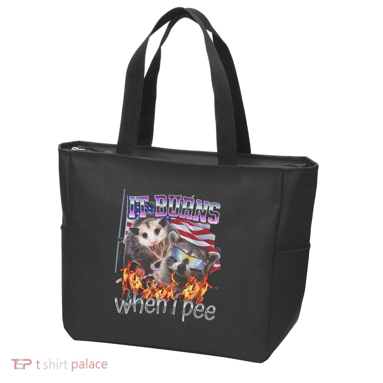 It Burns When I Pee Possum Raccoon Funny Zip Tote Bag