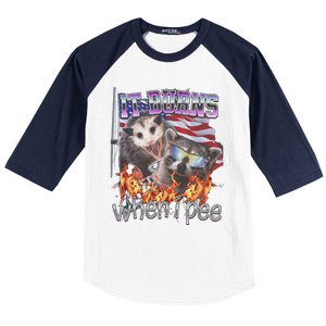 It Burns When I Pee Possum Raccoon Funny Baseball Sleeve Shirt