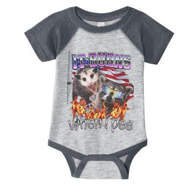 It Burns When I Pee Possum Raccoon Funny Infant Baby Jersey Bodysuit