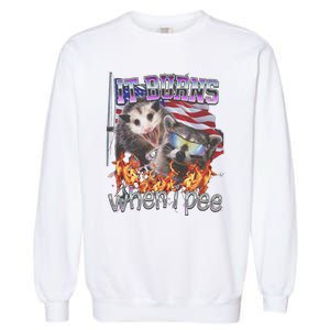 It Burns When I Pee Possum Raccoon Funny Garment-Dyed Sweatshirt