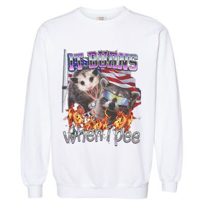 It Burns When I Pee Possum Raccoon Funny Garment-Dyed Sweatshirt
