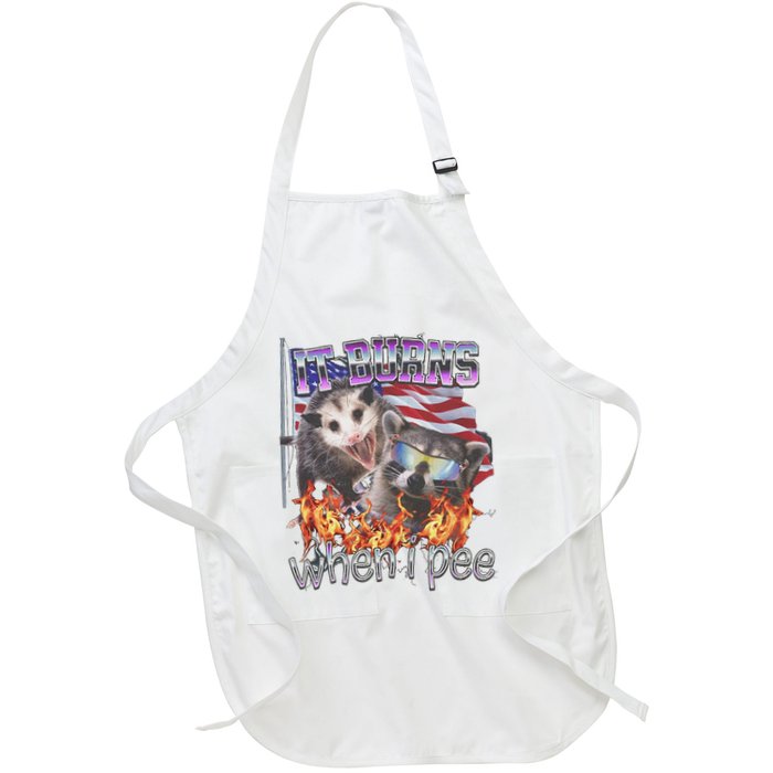 It Burns When I Pee Possum Raccoon Funny Full-Length Apron With Pockets