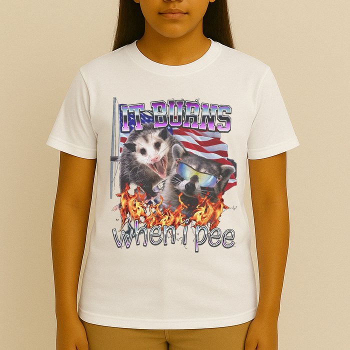 It Burns When I Pee Possum Raccoon Funny T-Shirt