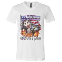 It Burns When I Pee Possum Raccoon Funny V-Neck T-Shirt