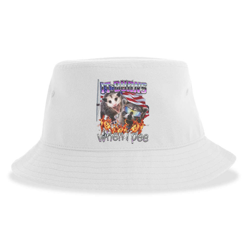 It Burns When I Pee Possum Raccoon Funny Sustainable Bucket Hat