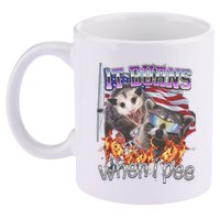 It Burns When I Pee Possum Raccoon Funny 11oz C Handle Ceramic Mug