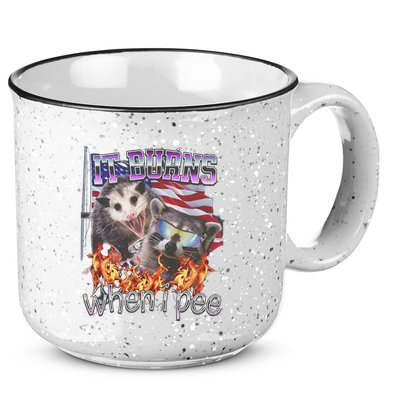 It Burns When I Pee Possum Raccoon Funny 15oz Campfire Ceramic Mug