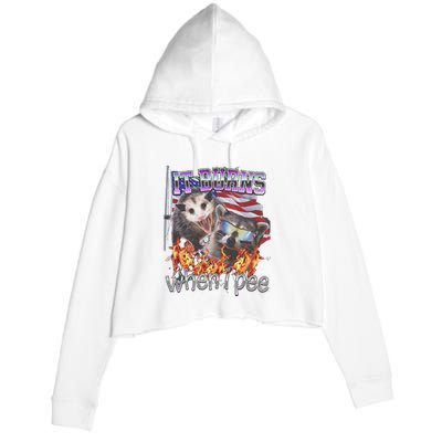 It Burns When I Pee Possum Raccoon Funny Crop Fleece Hoodie