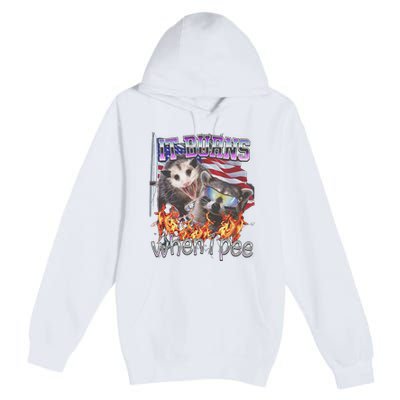 It Burns When I Pee Possum Raccoon Funny Premium Pullover Hoodie