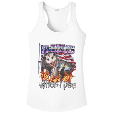 It Burns When I Pee Possum Raccoon Funny Ladies PosiCharge Competitor Racerback Tank