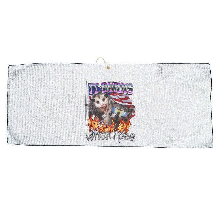 It Burns When I Pee Possum Raccoon Funny Large Microfiber Waffle Golf Towel