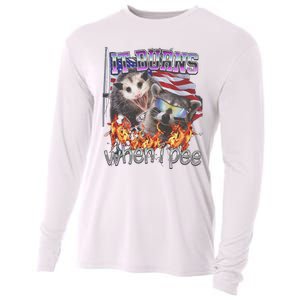 It Burns When I Pee Possum Raccoon Funny Cooling Performance Long Sleeve Crew