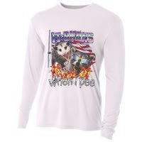 It Burns When I Pee Possum Raccoon Funny Cooling Performance Long Sleeve Crew