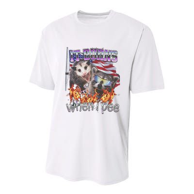 It Burns When I Pee Possum Raccoon Funny Youth Performance Sprint T-Shirt