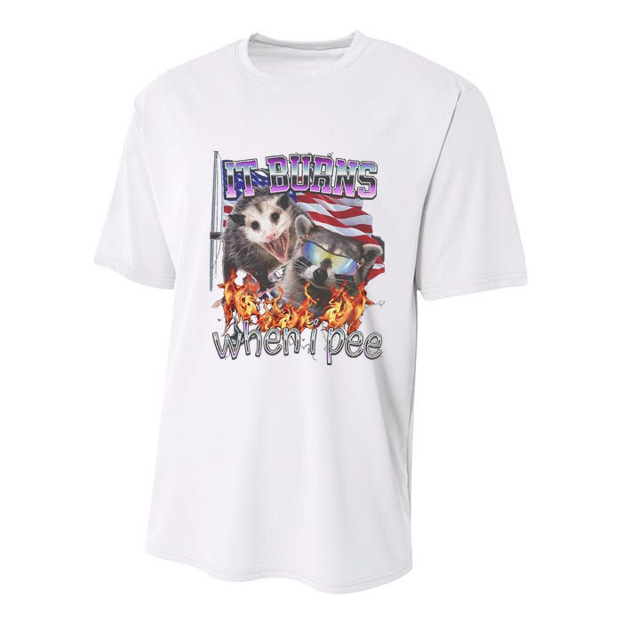It Burns When I Pee Possum Raccoon Funny Youth Performance Sprint T-Shirt