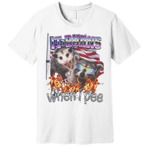 It Burns When I Pee Possum Raccoon Funny Premium T-Shirt