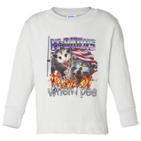 It Burns When I Pee Possum Raccoon Funny Toddler Long Sleeve Shirt