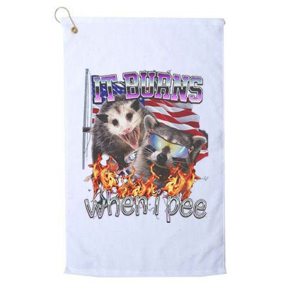It Burns When I Pee Possum Raccoon Funny Golf Towel