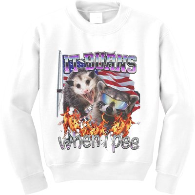It Burns When I Pee Possum Raccoon Funny Kids Sweatshirt