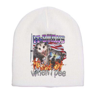 It Burns When I Pee Possum Raccoon Funny Short Acrylic Beanie