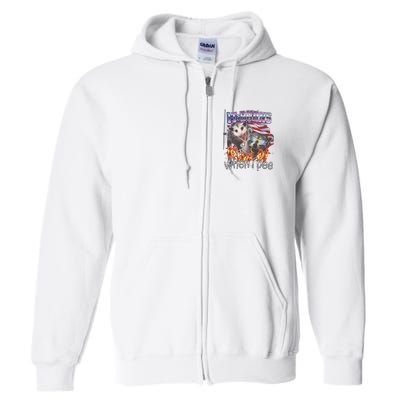It Burns When I Pee Possum Raccoon Funny Full Zip Hoodie