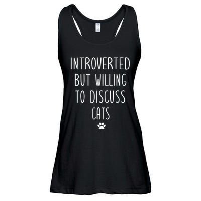 Introverted But Willing To Discuss Cats Ladies Essential Flowy Tank