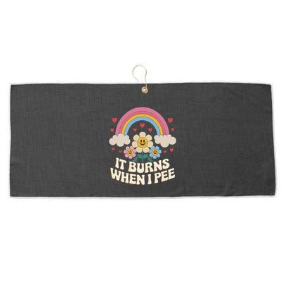It Burns When I Pee Funny Sarcastic Ironic Inappropriate Large Microfiber Waffle Golf Towel
