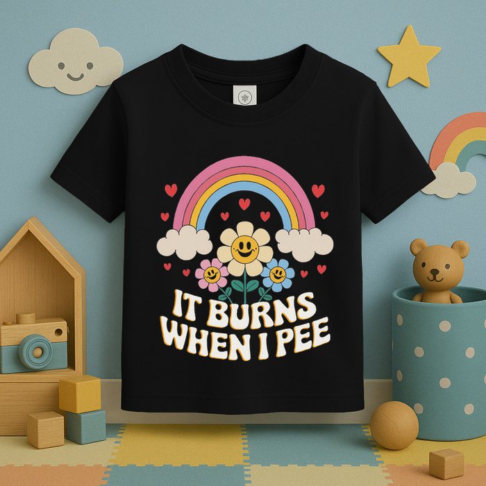 It Burns When I Pee Funny Sarcastic Ironic Inappropriate Toddler T-Shirt