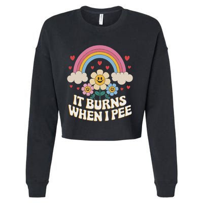 It Burns When I Pee Funny Sarcastic Ironic Inappropriate Cropped Pullover Crew