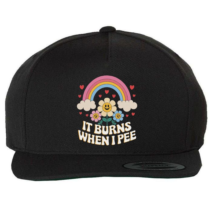 It Burns When I Pee Funny Sarcastic Ironic Inappropriate Wool Snapback Cap