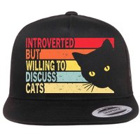 Introverted But Willing To Discuss Cats Vintage Cat Lover Flat Bill Trucker Hat