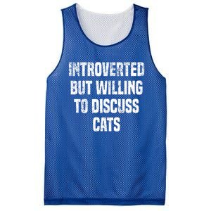 Introverted But Willing To Discuss Cats Funny Cats Lovers Cool Gift Mesh Reversible Basketball Jersey Tank