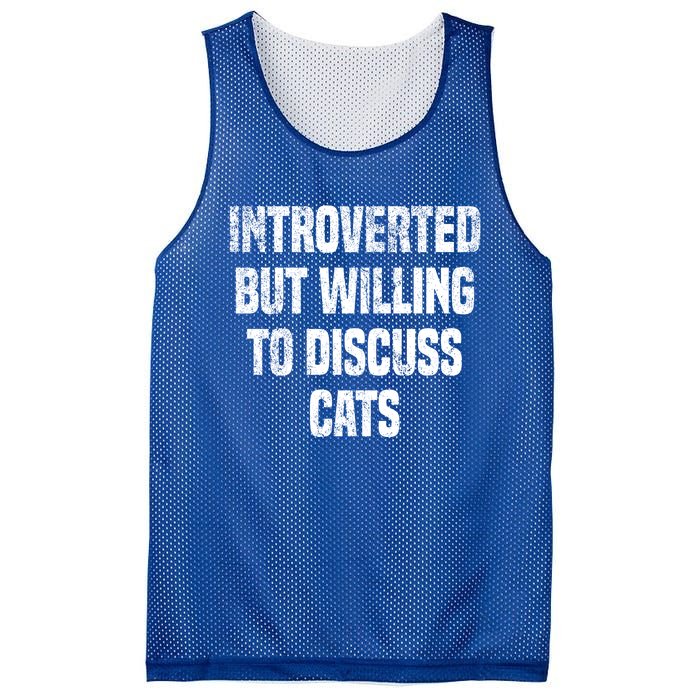 Introverted But Willing To Discuss Cats Funny Cats Lovers Cool Gift Mesh Reversible Basketball Jersey Tank