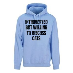 Introverted But Willing To Discuss Cats Funny Cats Lovers Cool Gift Unisex Surf Hoodie