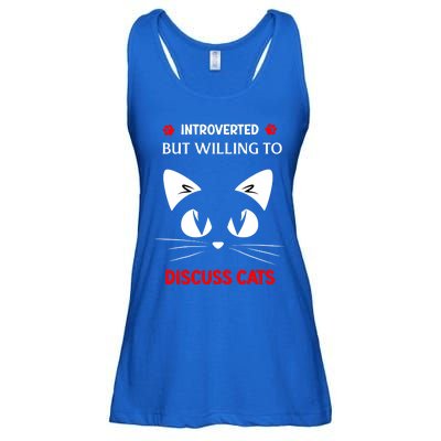 Introverted But Willing To Discuss Kawaii Face Cat Great Gift Ladies Essential Flowy Tank